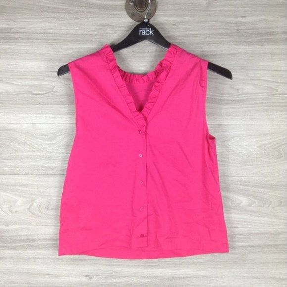 Laundry by Shelli Segal Poplin Ruffle Neck Blouse size M - Picture 4 of 6